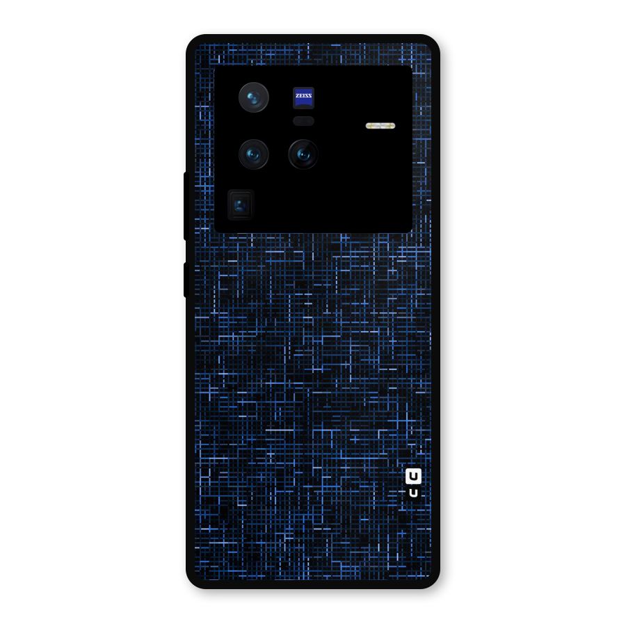 Criss Cross Blue Pattern Metal Back Case for Vivo X80 Pro