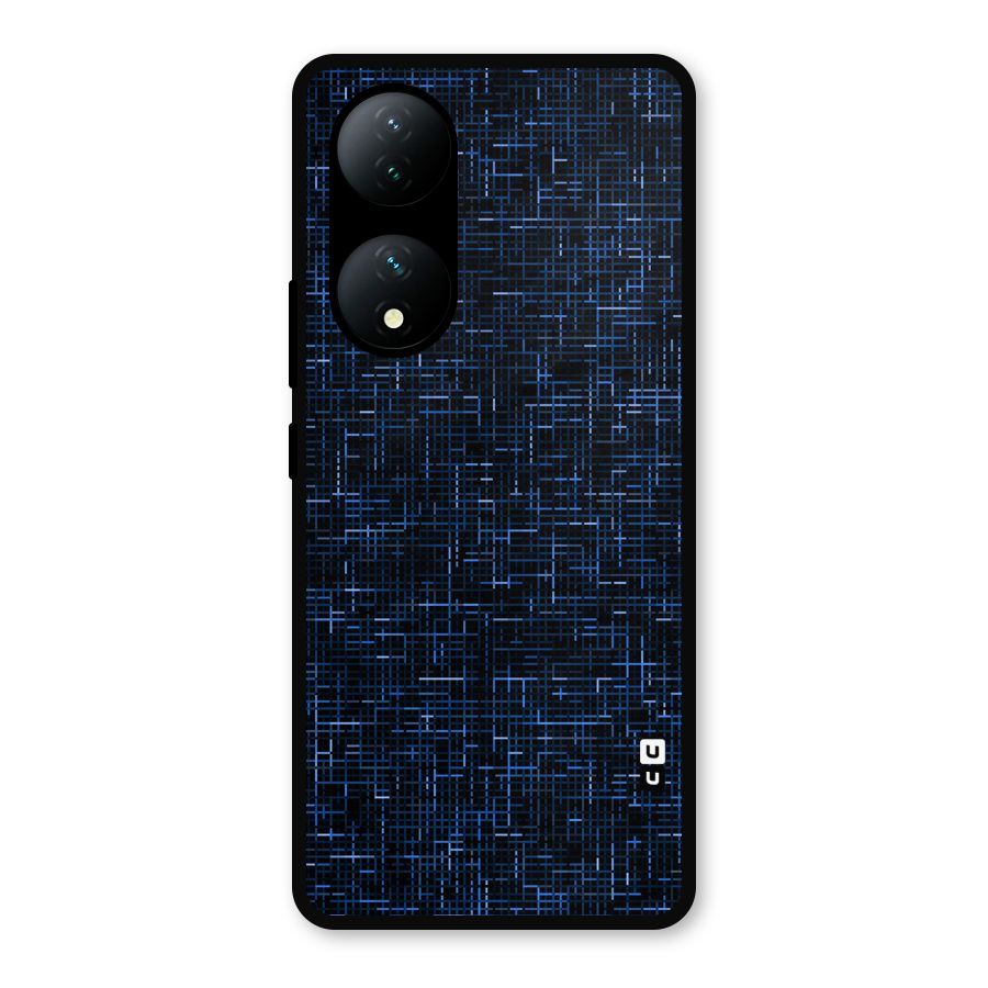 Criss Cross Blue Pattern Metal Back Case for Vivo Y100a