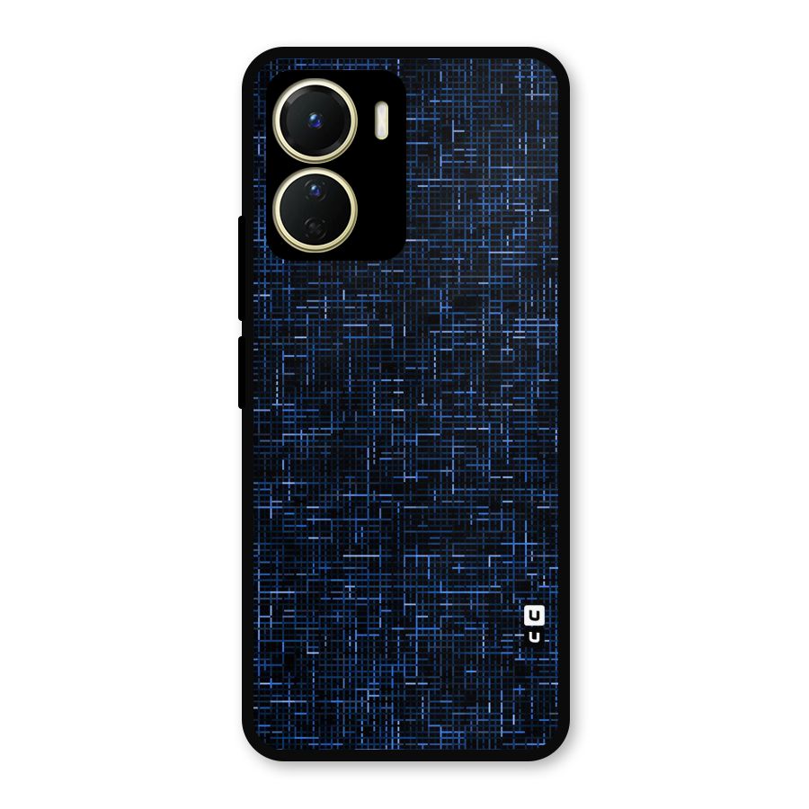 Criss Cross Blue Pattern Metal Back Case for Vivo Y16