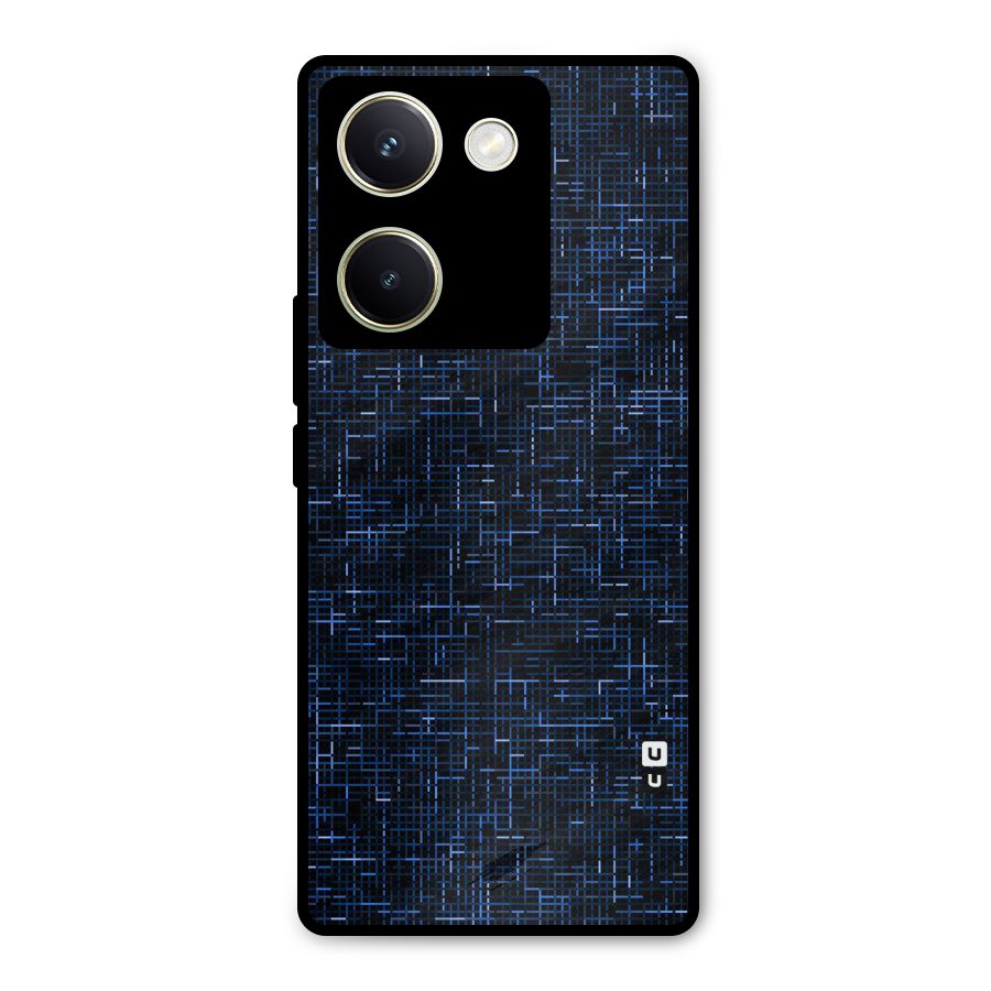 Criss Cross Blue Pattern Metal Back Case for Vivo Y200 Pro