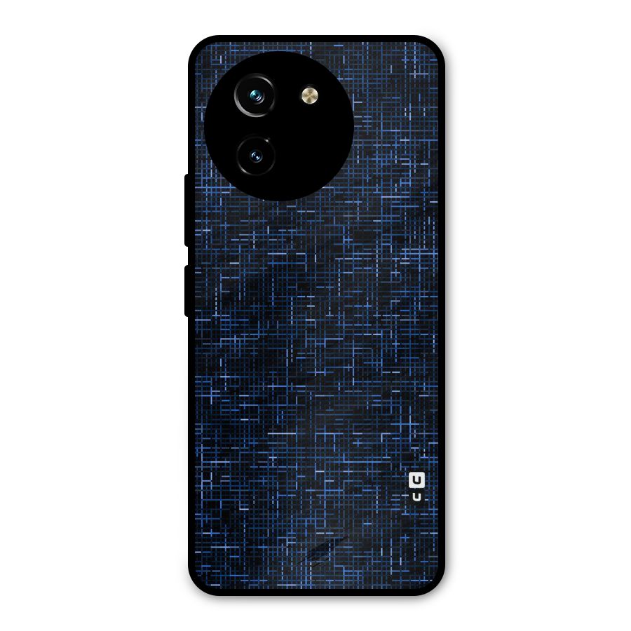 Criss Cross Blue Pattern Metal Back Case for Vivo Y200i