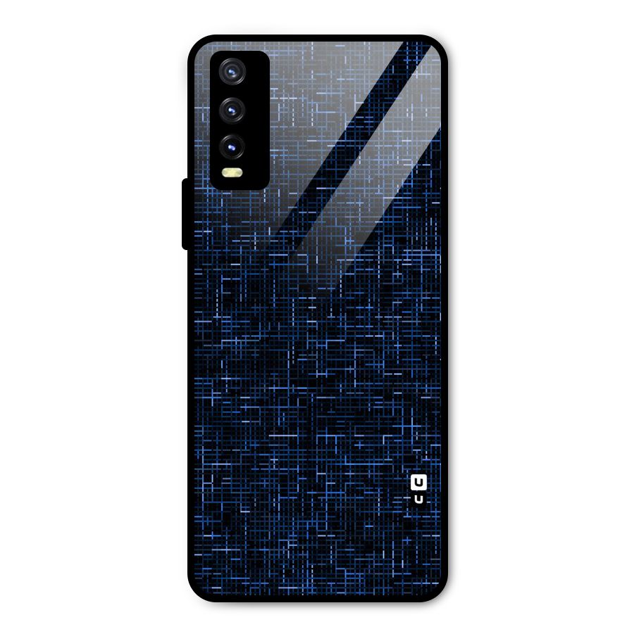 Criss Cross Blue Pattern Metal Back Case for Vivo Y20t