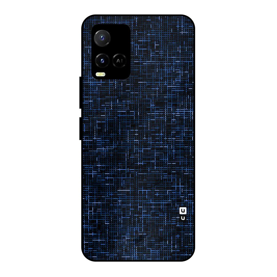 Criss Cross Blue Pattern Metal Back Case for Vivo Y21