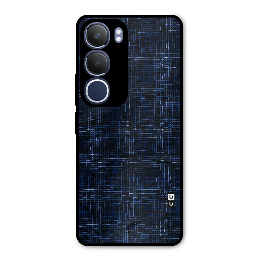 Criss Cross Blue Pattern Metal Back Case for Vivo Y29