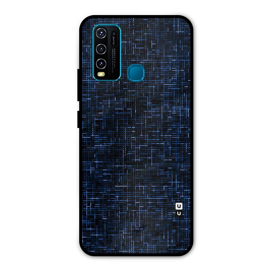Criss Cross Blue Pattern Metal Back Case for Vivo Y30