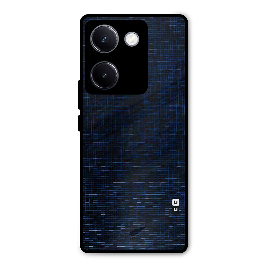 Criss Cross Blue Pattern Metal Back Case for Vivo Y300 Plus