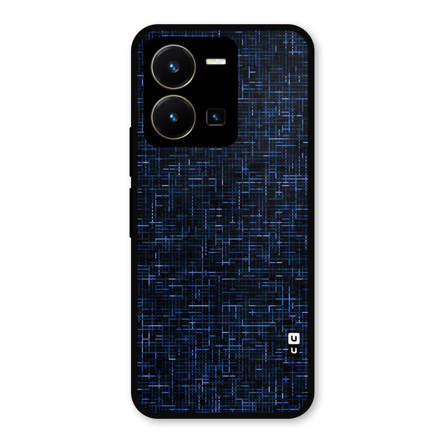 Criss Cross Blue Pattern Metal Back Case for Vivo Y35