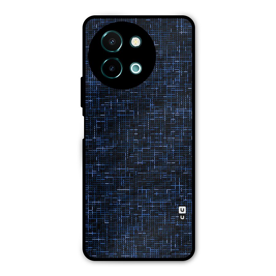 Criss Cross Blue Pattern Metal Back Case for Vivo Y58