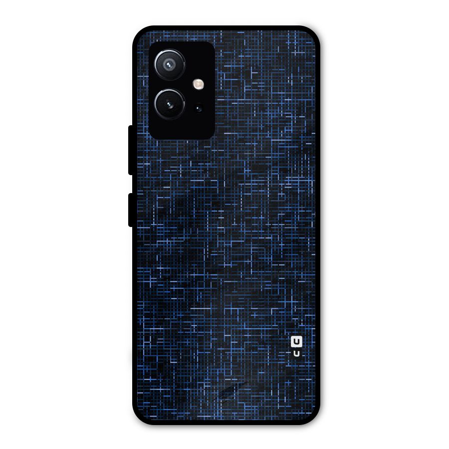 Criss Cross Blue Pattern Metal Back Case for Vivo Y75 5G