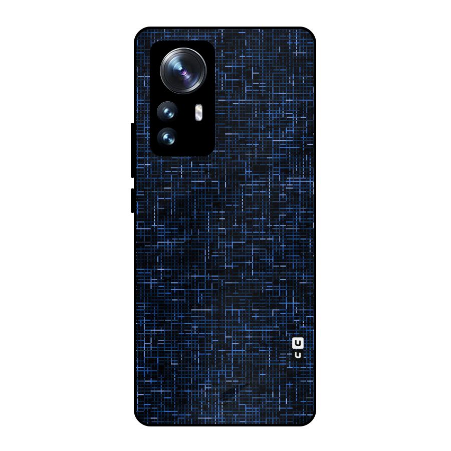 Criss Cross Blue Pattern Metal Back Case for Xiaomi 12 Pro