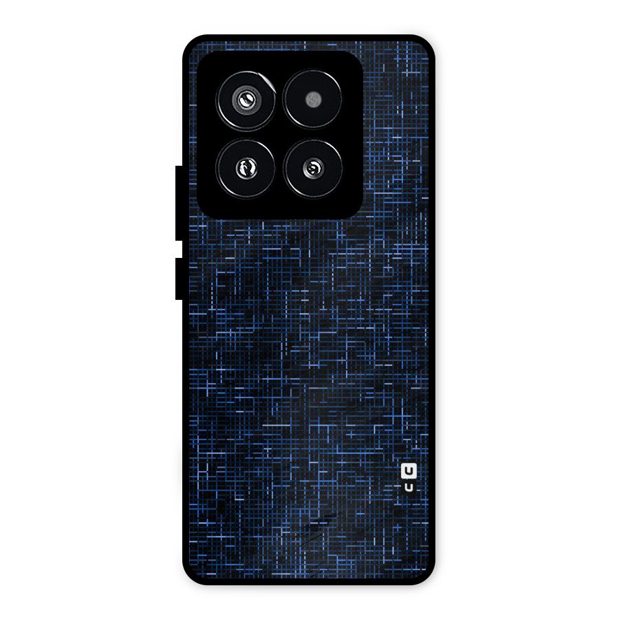 Criss Cross Blue Pattern Metal Back Case for Xiaomi 14 Pro