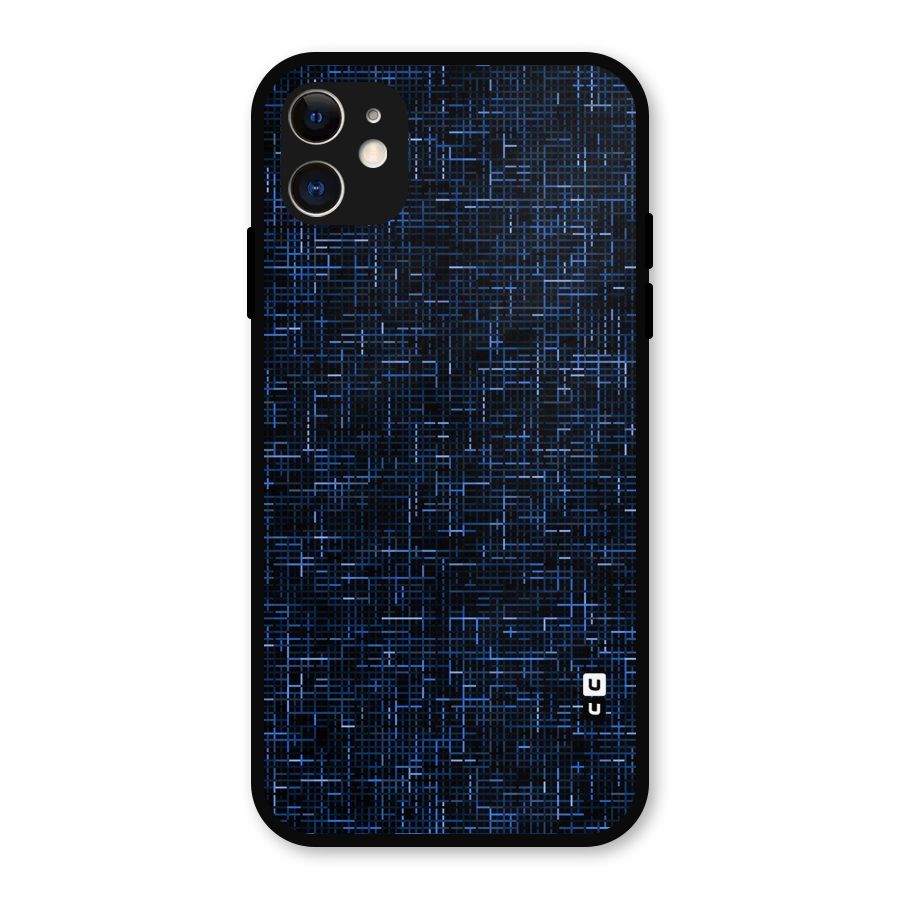 Criss Cross Blue Pattern Metal Back Case for iPhone 11