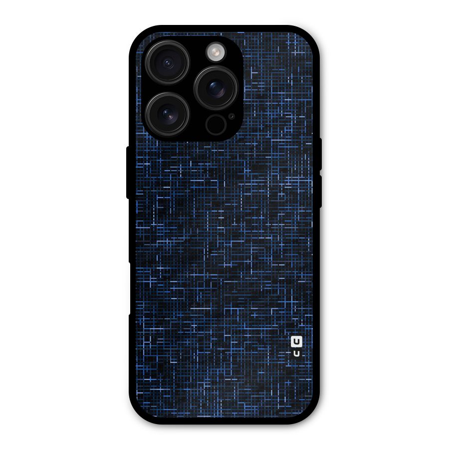 Criss Cross Blue Pattern Metal Back Case for iPhone 16 Pro