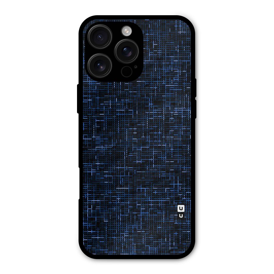 Criss Cross Blue Pattern Metal Back Case for iPhone 16 Pro Max