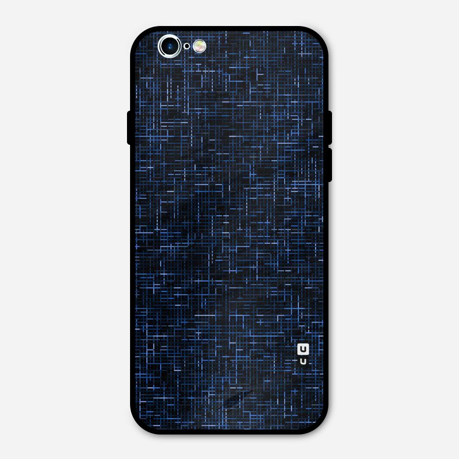 Criss Cross Blue Pattern Metal Back Case for iPhone 6 6s