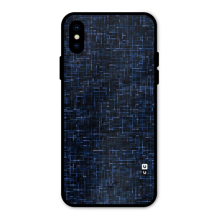 Criss Cross Blue Pattern Metal Back Case for iPhone XS
