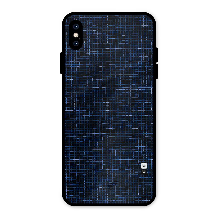 Criss Cross Blue Pattern Metal Back Case for iPhone XS Max