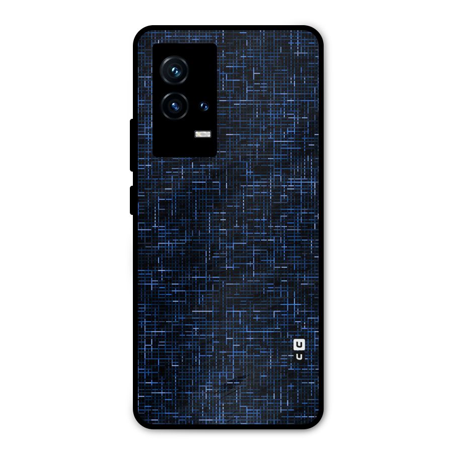 Criss Cross Blue Pattern Metal Back Case for iQOO 9 5G