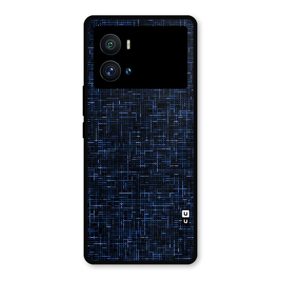 Criss Cross Blue Pattern Metal Back Case for iQOO 9 Pro