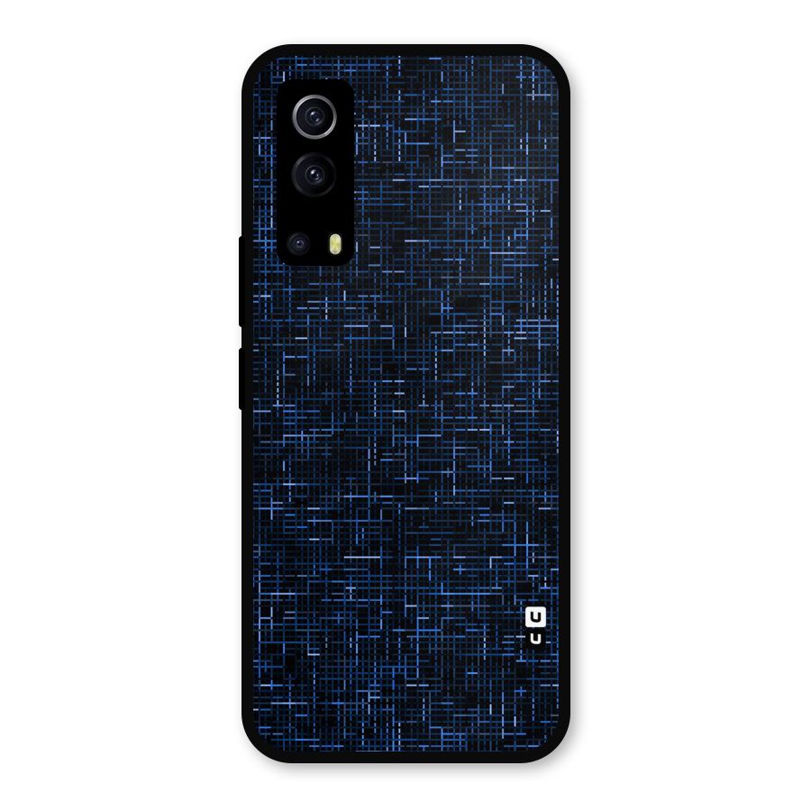 Criss Cross Blue Pattern Metal Back Case for iQOO Z3