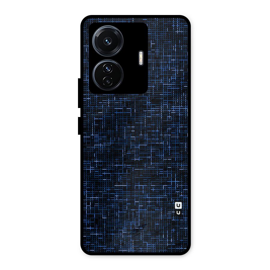 Criss Cross Blue Pattern Metal Back Case for iQOO Z6