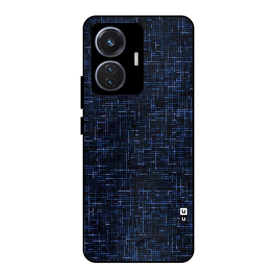 Criss Cross Blue Pattern Metal Back Case for iQOO Z6 44W