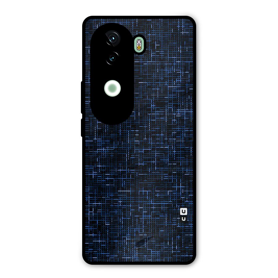 Criss Cross Blue Pattern Metal Back Case for iQOO Z9s