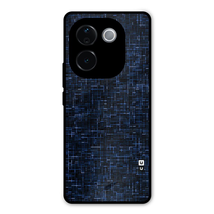 Criss Cross Blue Pattern Metal Back Case for iQOO Z9s Pro