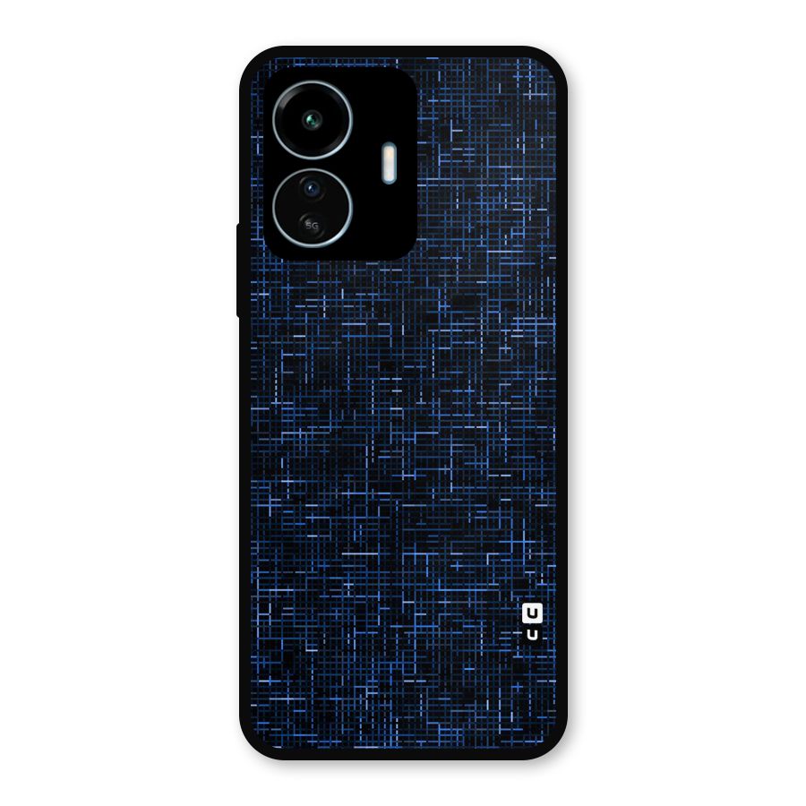 Criss Cross Blue Pattern Metal Back Case for vivo iQOO Z6 Lite 5G