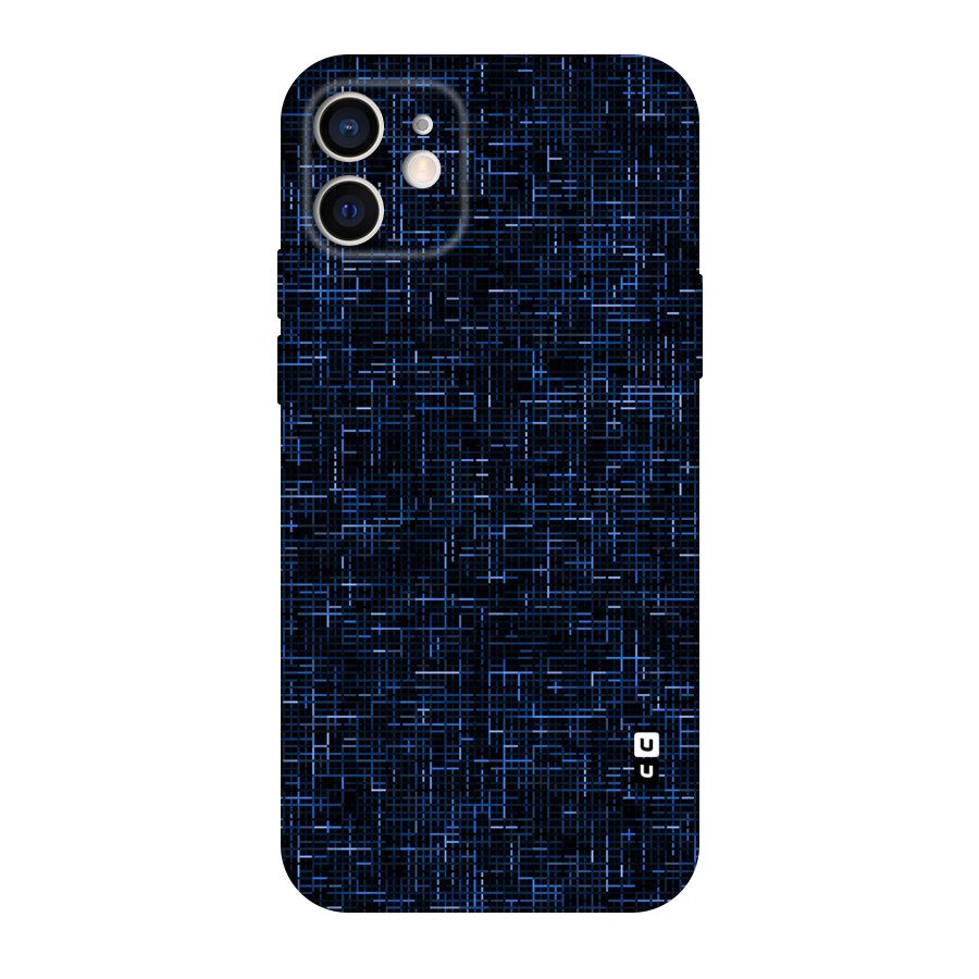 Criss Cross Blue Pattern Original Polycarbonate Back Case for iPhone 12