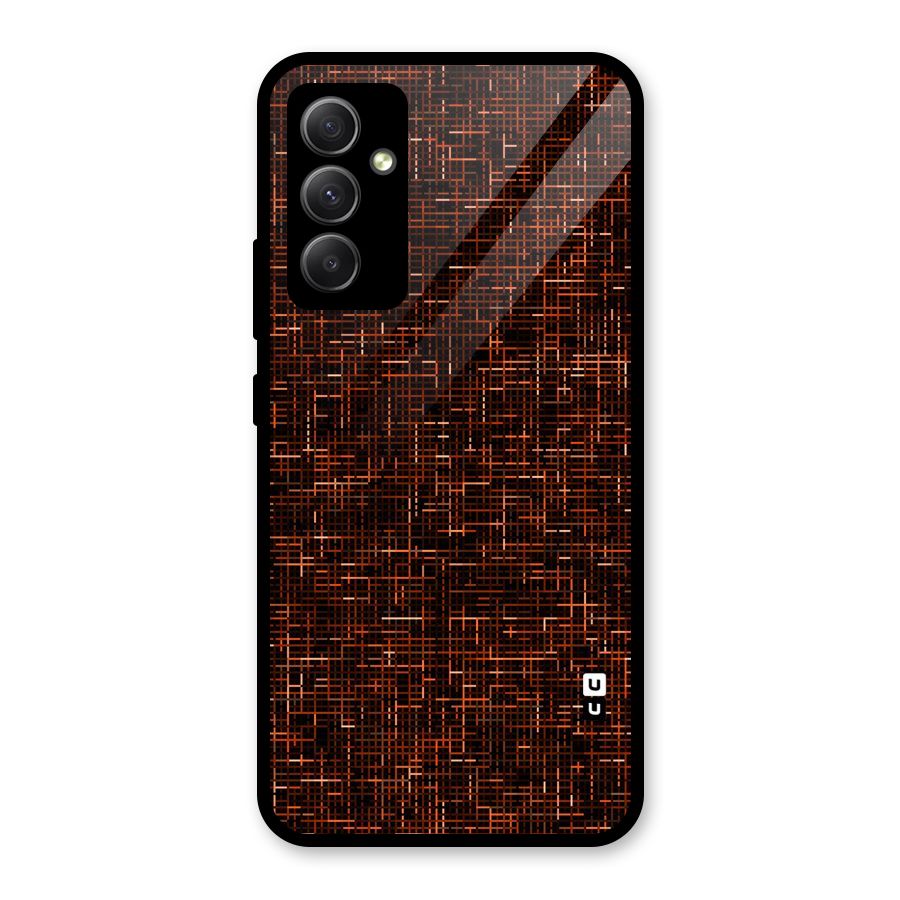 Criss Cross Brownred Pattern Glass Back Case for Galaxy A34
