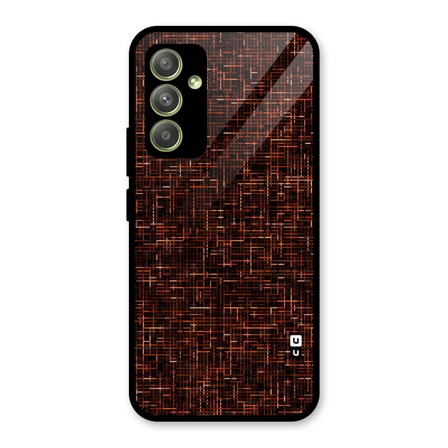 Criss Cross Brownred Pattern Glass Back Case for Galaxy A54