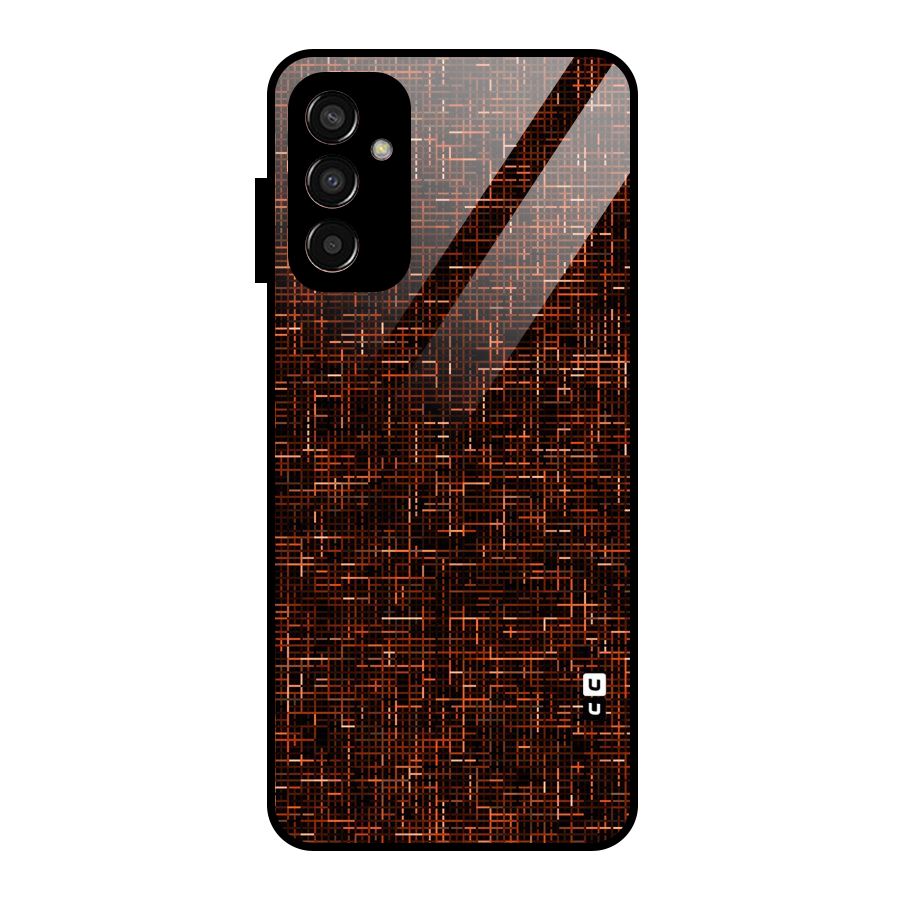 Criss Cross Brownred Pattern Glass Back Case for Galaxy F13