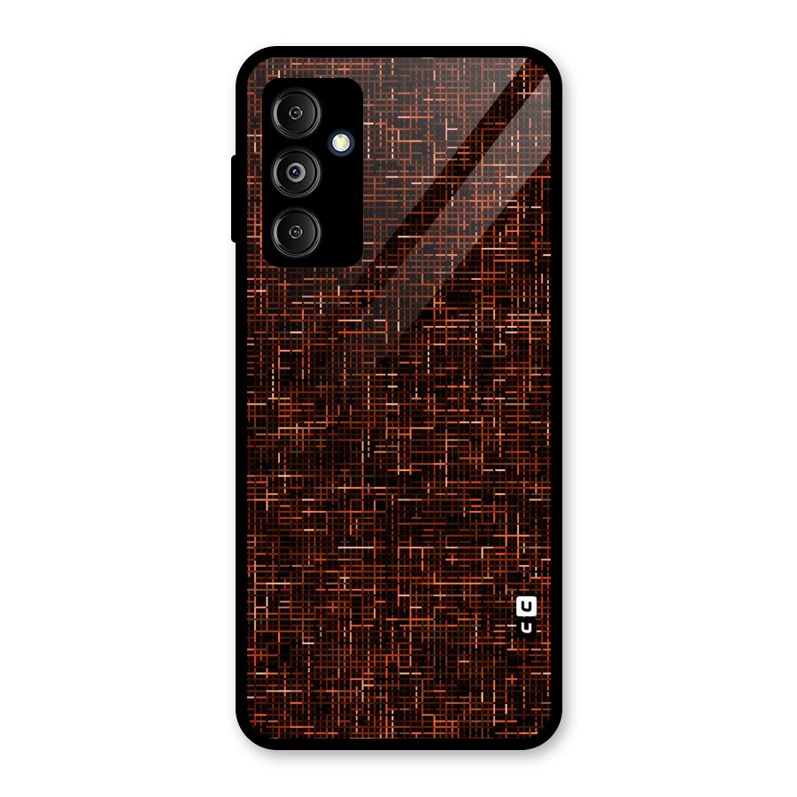 Criss Cross Brownred Pattern Glass Back Case for Galaxy M14 5G