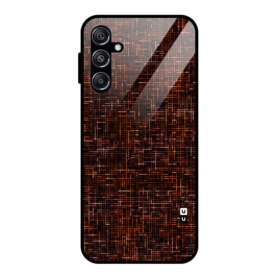 Criss Cross Brownred Pattern Glass Back Case for Galaxy M34 5G