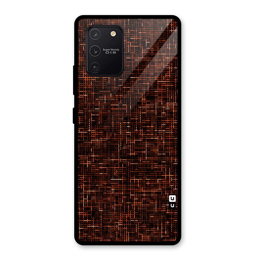 Criss Cross Brownred Pattern Glass Back Case for Galaxy S10 Lite