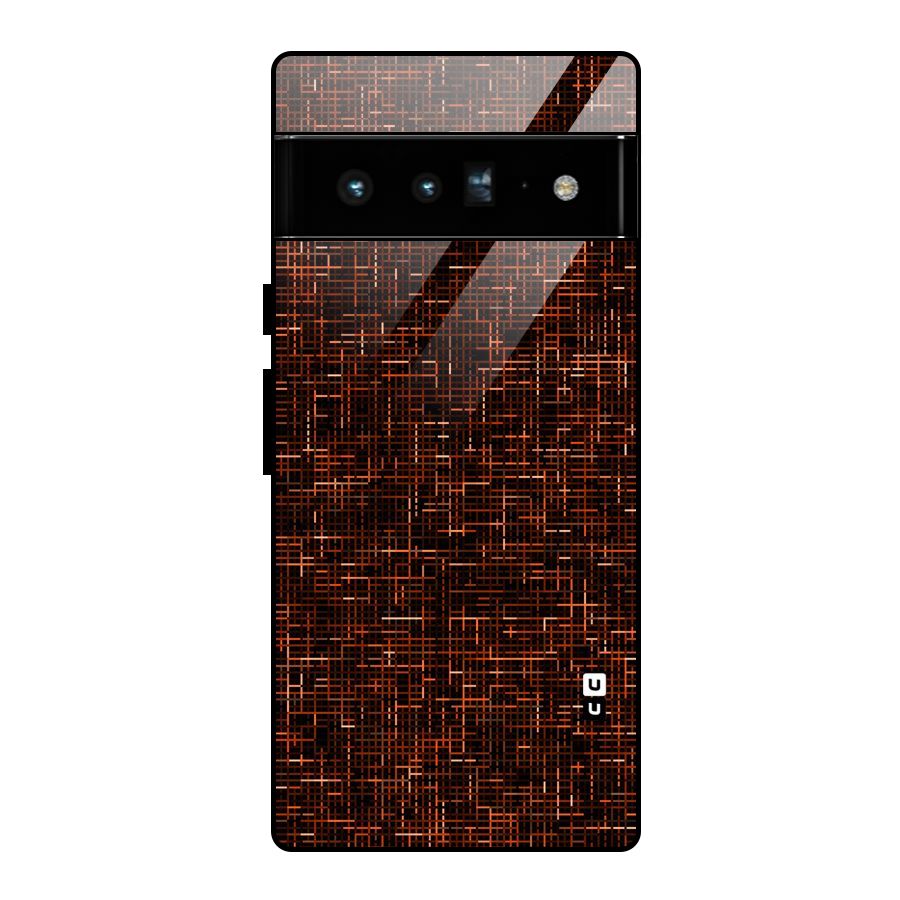 Criss Cross Brownred Pattern Glass Back Case for Google Pixel 6 Pro
