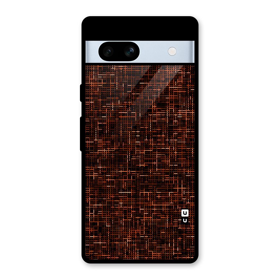 Criss Cross Brownred Pattern Glass Back Case for Google Pixel 7a
