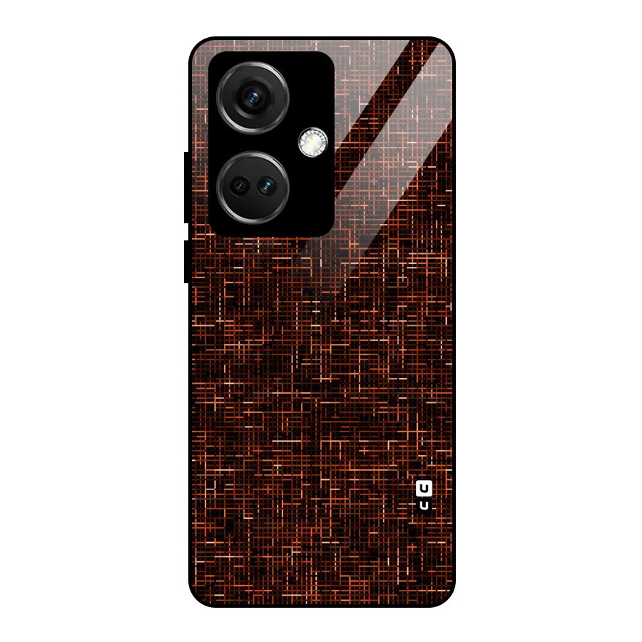 Criss Cross Brownred Pattern Glass Back Case for OnePlus Nord CE 3 5G