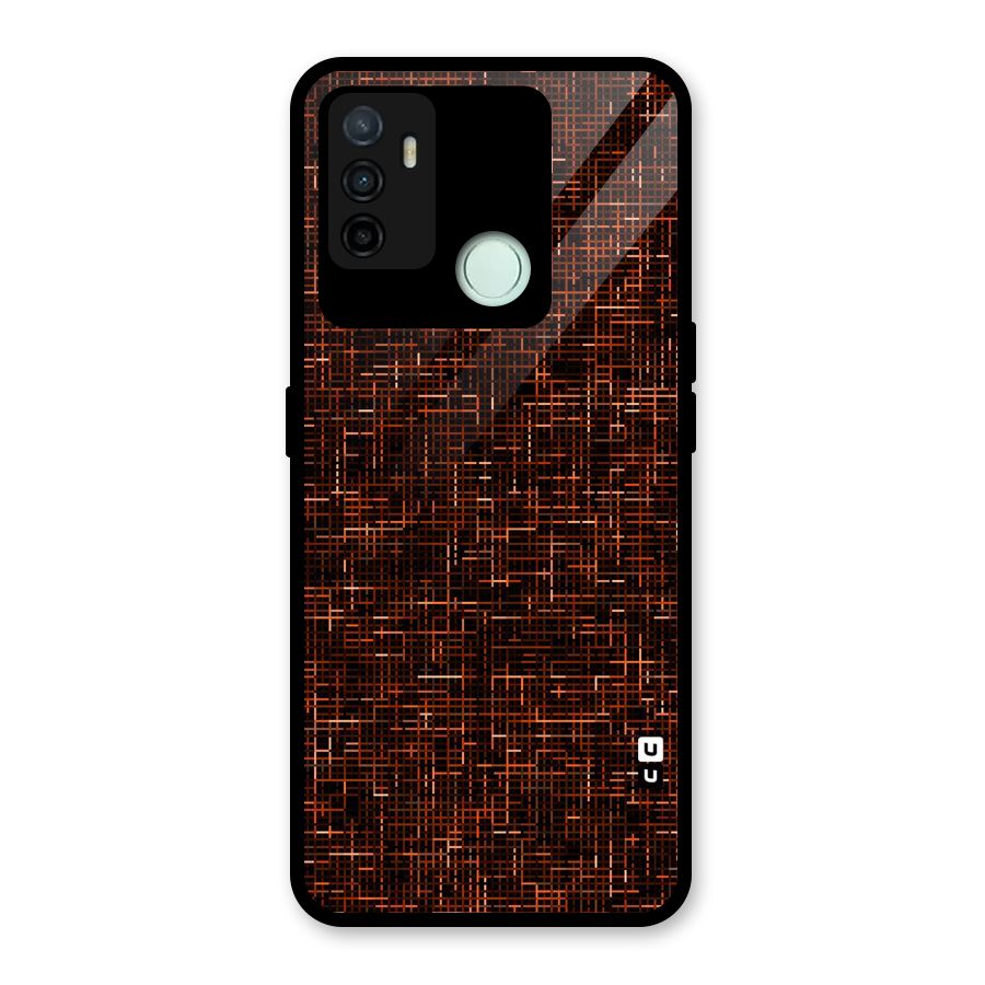 Criss Cross Brownred Pattern Glass Back Case for Oppo A53