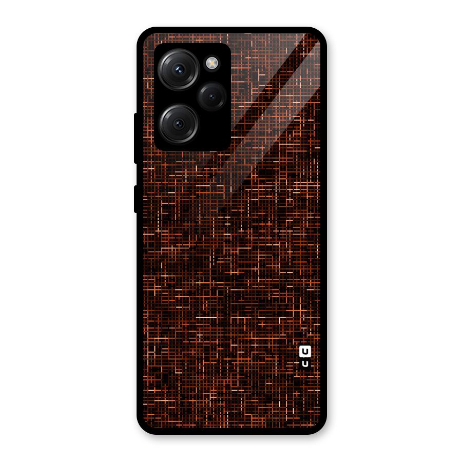 Criss Cross Brownred Pattern Glass Back Case for Poco X5 Pro