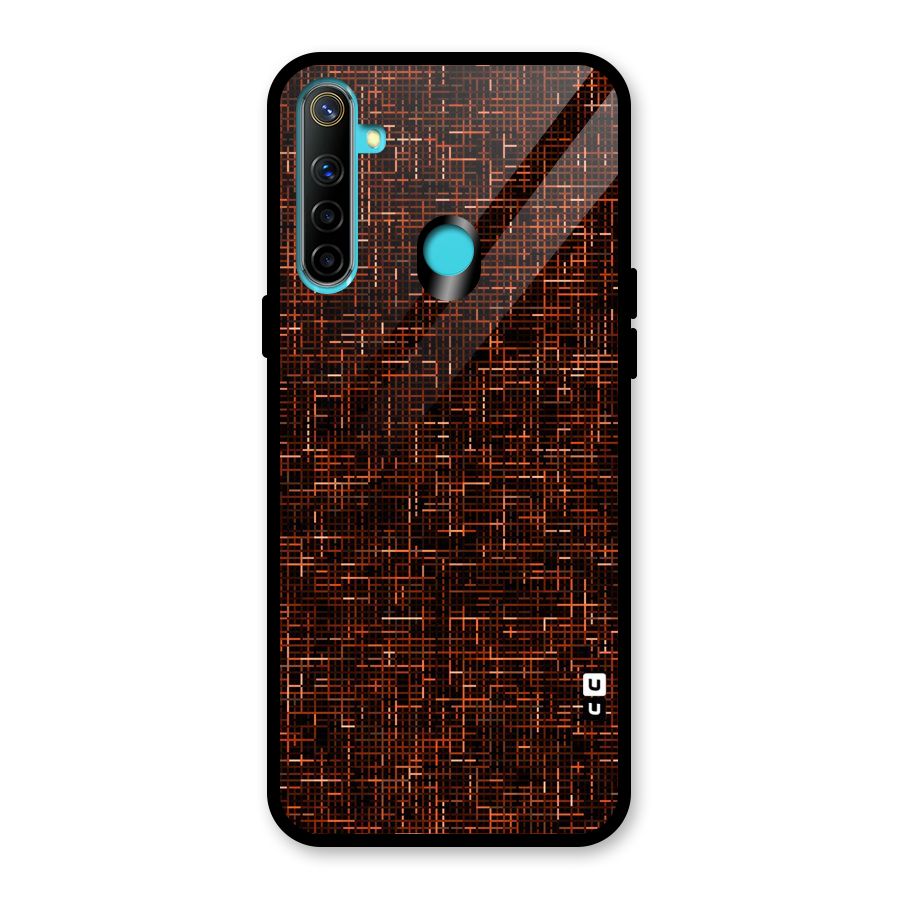 Criss Cross Brownred Pattern Glass Back Case for Realme 5