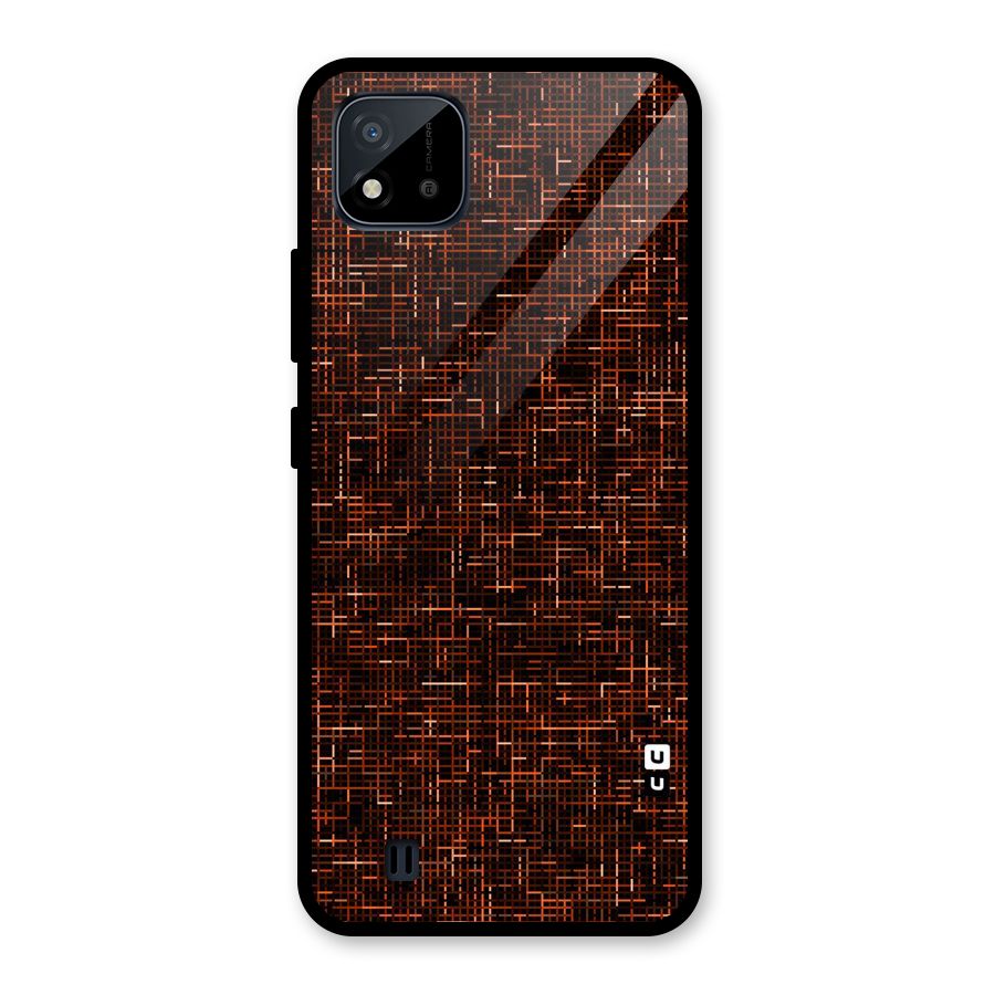 Criss Cross Brownred Pattern Glass Back Case for Realme C11 2021