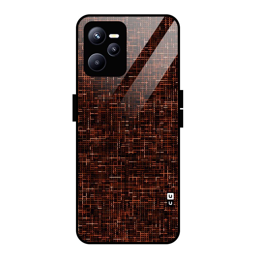 Criss Cross Brownred Pattern Glass Back Case for Realme C35
