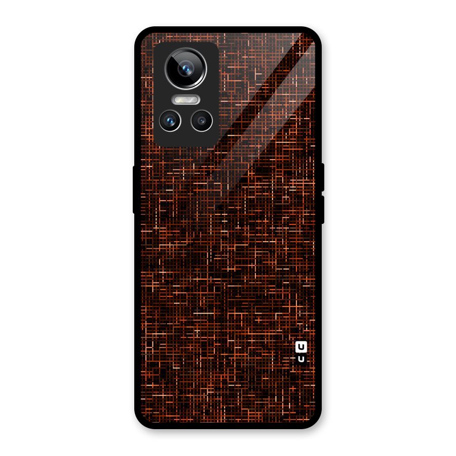 Criss Cross Brownred Pattern Glass Back Case for Realme GT Neo 3