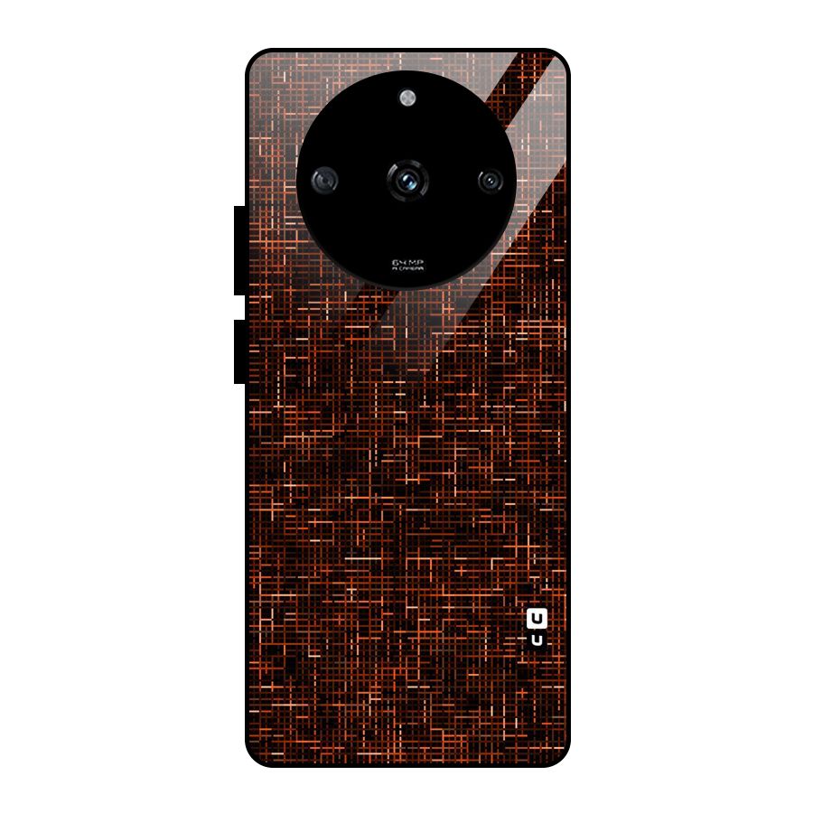 Criss Cross Brownred Pattern Glass Back Case for Realme Narzo 60 5G