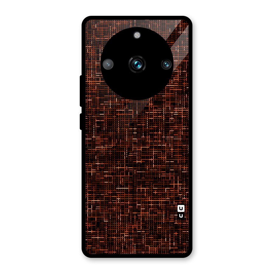 Criss Cross Brownred Pattern Glass Back Case for Realme Narzo 60 Pro