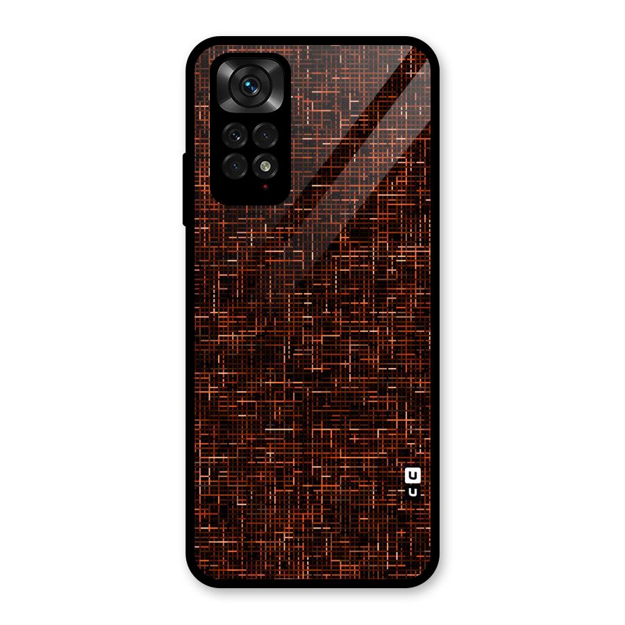 Criss Cross Brownred Pattern Glass Back Case for Redmi Note 11S