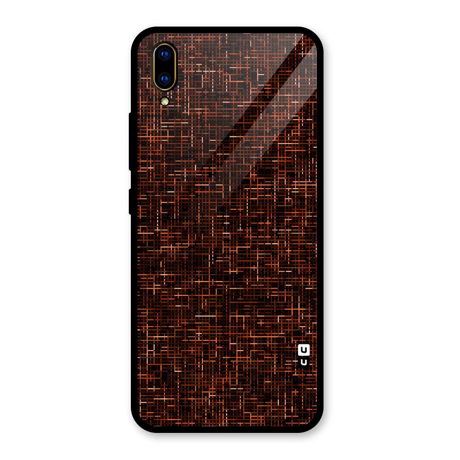 Criss Cross Brownred Pattern Glass Back Case for Vivo V11 Pro
