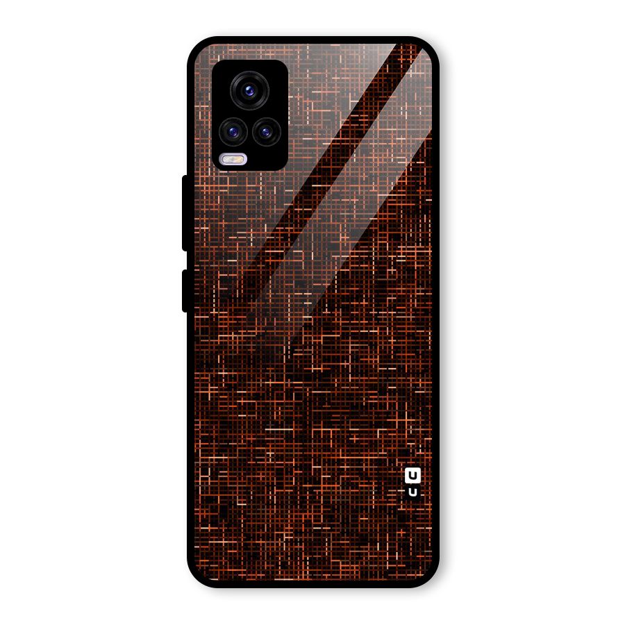 Criss Cross Brownred Pattern Glass Back Case for Vivo V20 2021